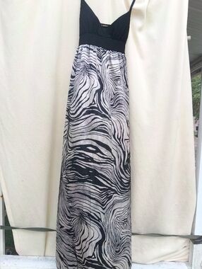 Justice Black and White Zebra-Print Maxi Dress
